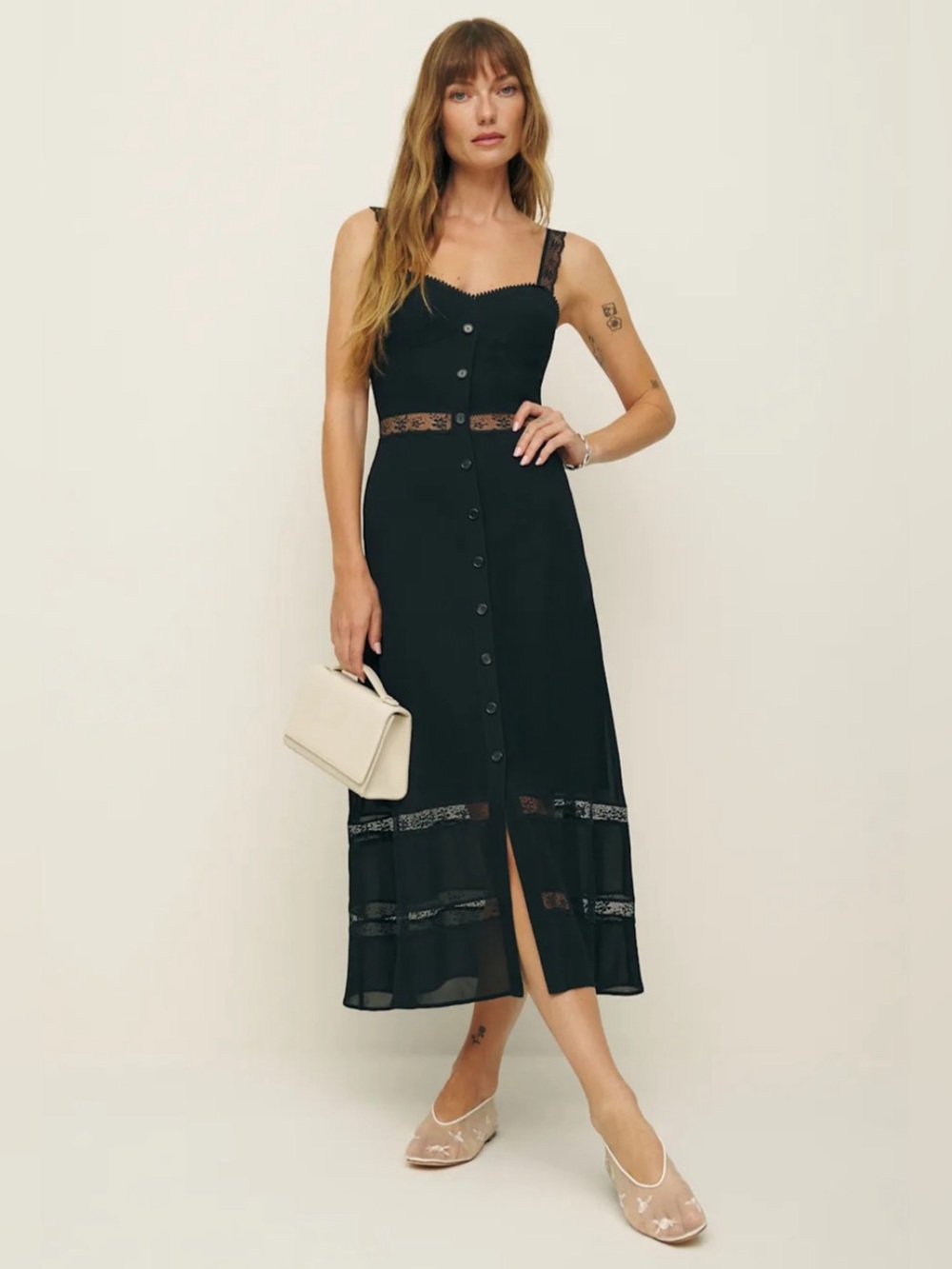 Reformation Wynton Dress Black - Size 4